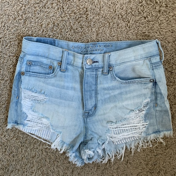 AE Hi-Rise Festival size 2 cutoff blue jean shorts - Picture 1 of 5